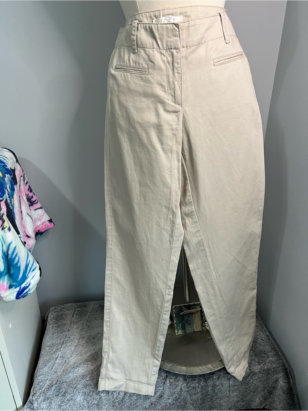 Ann Taylor LOFT Marisa Size 6 Beige Linen Blend Straight Leg Pants Trousers